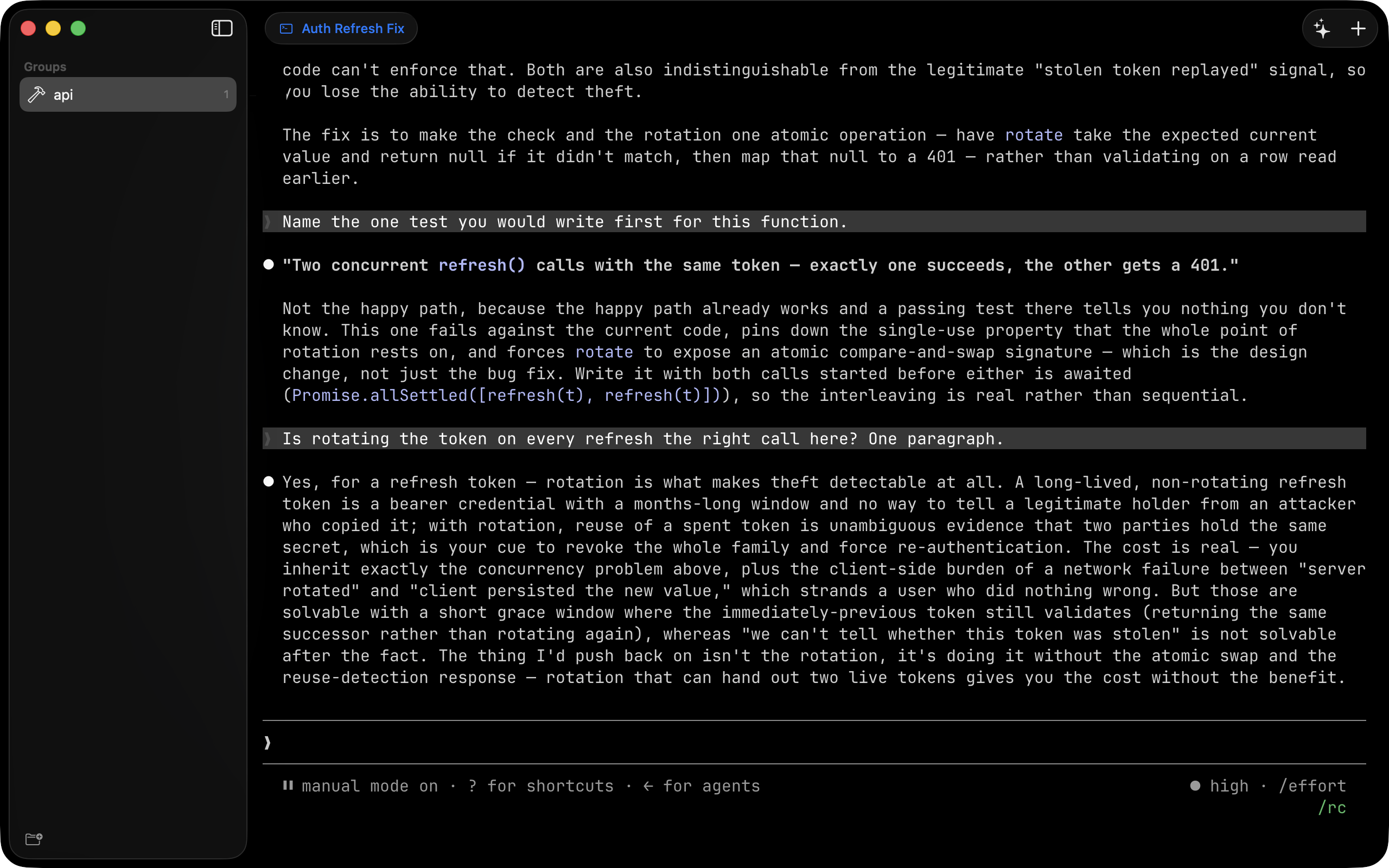 Claude Code running, with the session script's own artwork on the tab