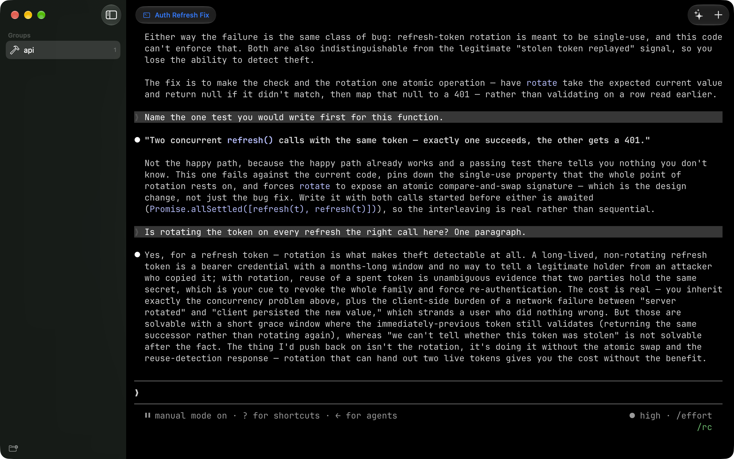 Claude Code running, with the session script's own artwork on the tab