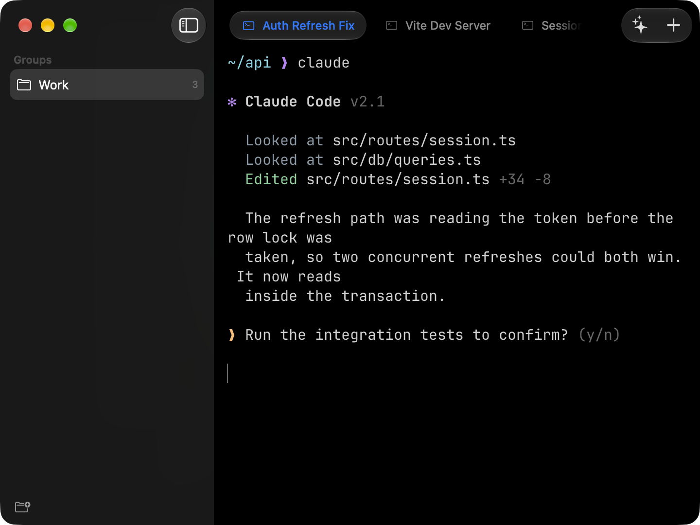 Groups at the side with that group's tabs on top